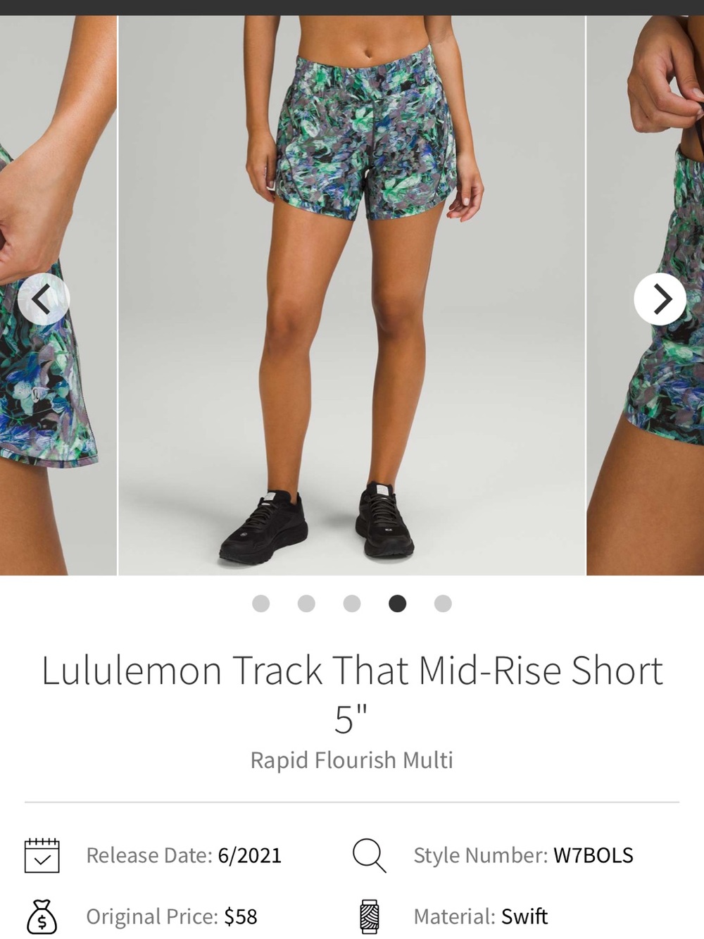 lululemon athletica Mid-Rise 5" Shorts — Rapid Flourish Green/Blue Print